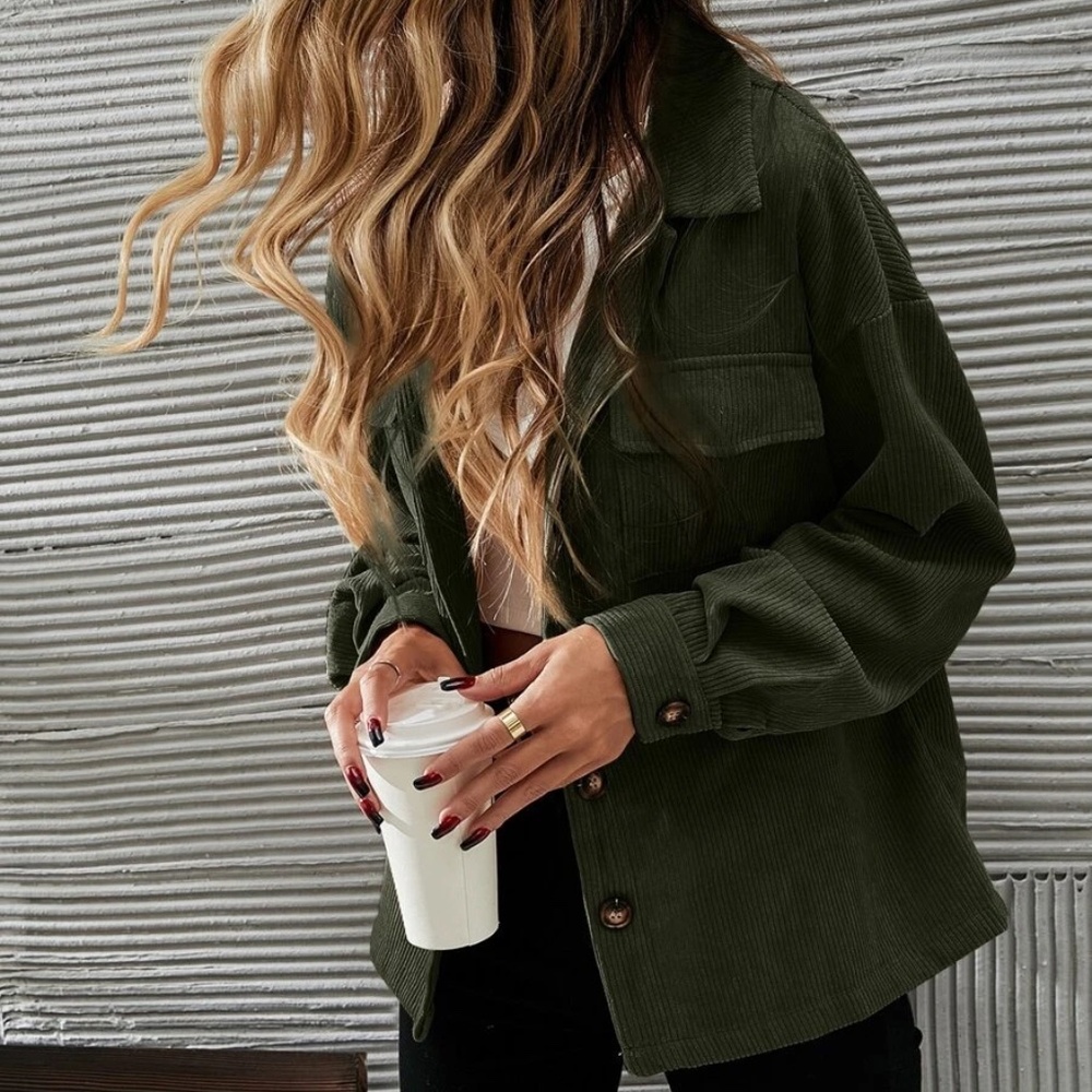Cozy Button up Corduroy Oversized Jacket Shacket - Picture 5 of 8
